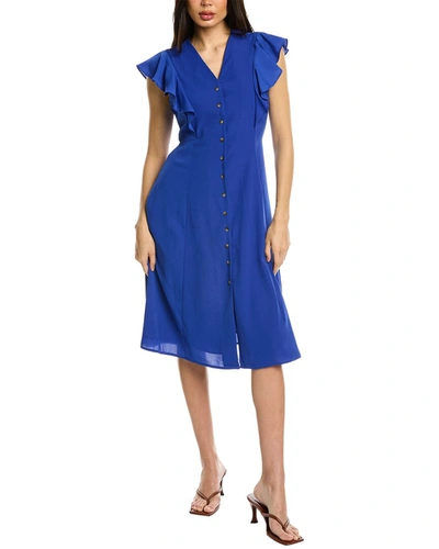 Shop Bella Zoe Flutter Sleeve Midi Dress In Blue