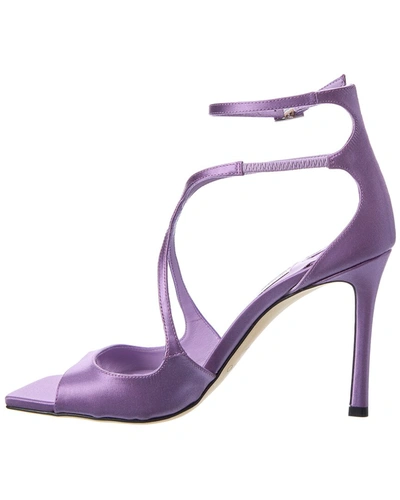 Shop Jimmy Choo Azia 95 Satin Sandal In Purple