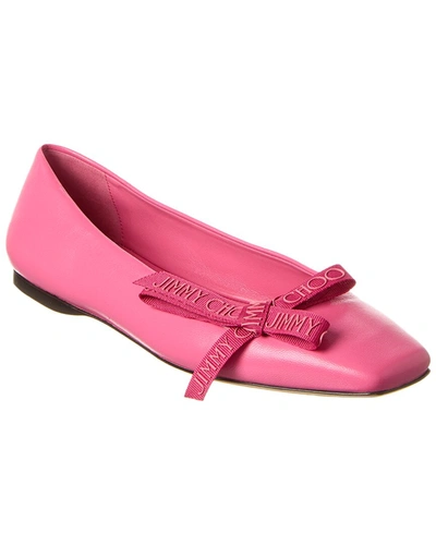 Shop Jimmy Choo Veda Leather Ballerina Flat In Pink