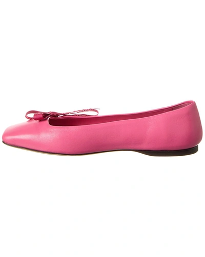 Shop Jimmy Choo Veda Leather Ballerina Flat In Pink