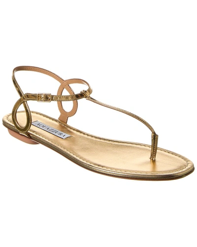 Shop Aquazzura Almost Bare Leather Sandal In Gold