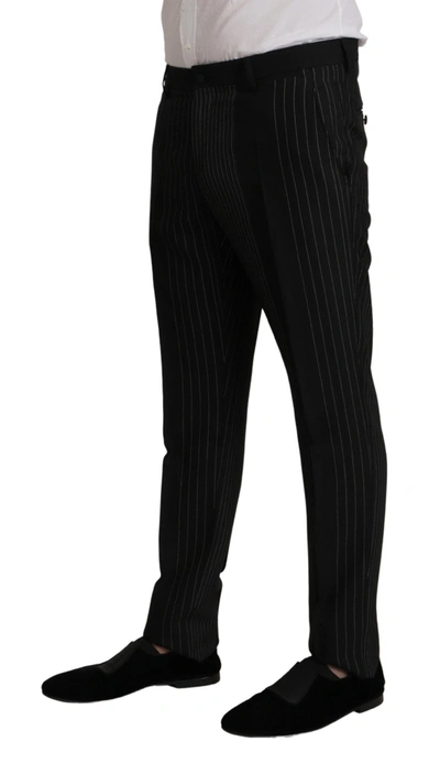 Shop Dolce & Gabbana Black Stripes Rayon Formal 2 Piece Men's Suit