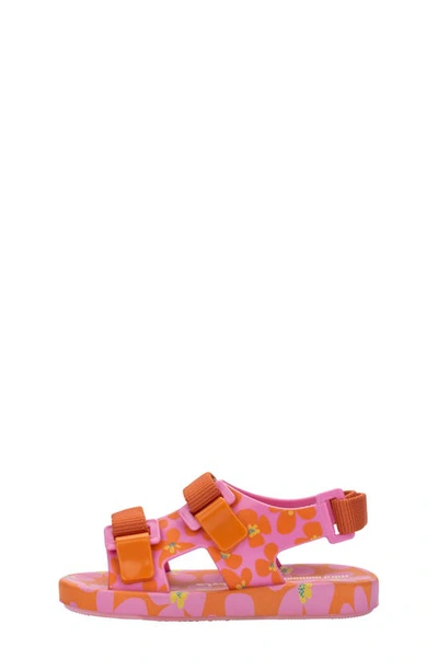Shop Mini Melissa Ping Pong Fabula Print Sandal In Orange/ Pink