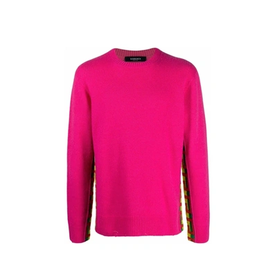 Shop Versace Greca Wool Sweater In Pink