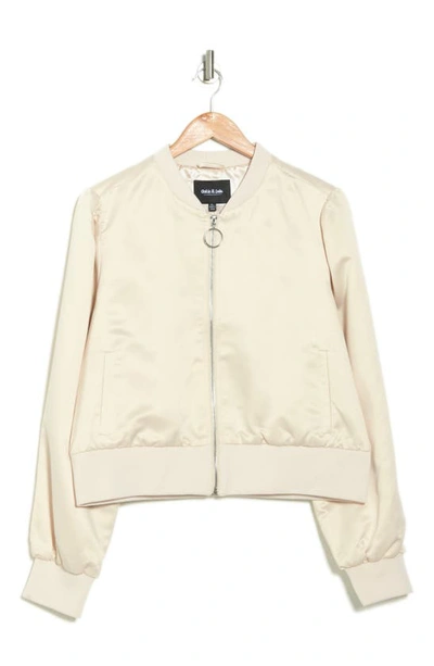 Ookie & Lala Women's Satin Bomber Jacket In Champagne