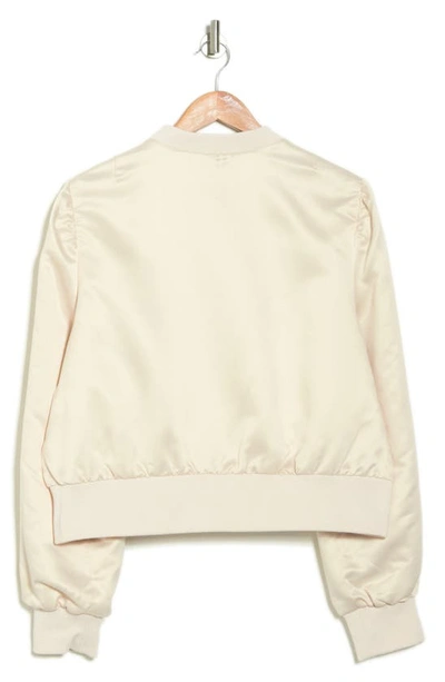 Ookie & Lala Women's Satin Bomber Jacket In Champagne
