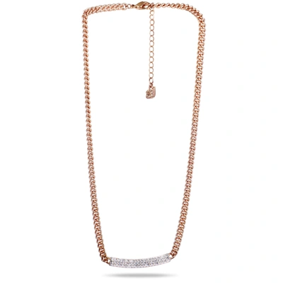 Shop Swarovski Vio Crystals Pave Pendant Rose Gold Plated Chain Necklace In Pink