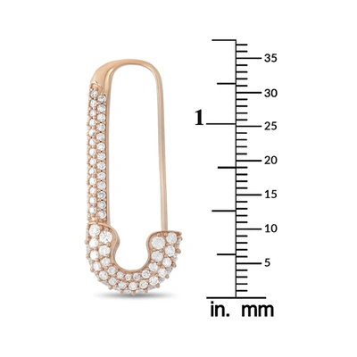 Shop Non Branded Lb Exclusive 18k Rose Gold 3.25 Ct Diamond Safety Pin Earrings In White