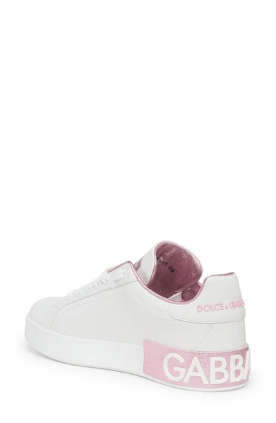 Shop Dolce & Gabbana Portofino Platform Sneaker In White/ Pink