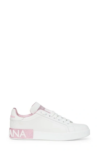 Dolce & Gabbana Dolce&gabbana Portofino Platform Sneaker In White/ Pink