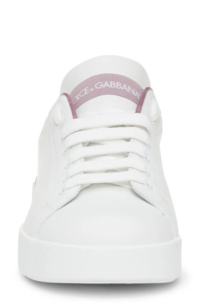 Shop Dolce & Gabbana Portofino Platform Sneaker In White/ Pink