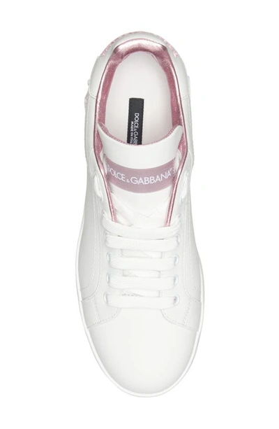 Shop Dolce & Gabbana Portofino Platform Sneaker In White/ Pink