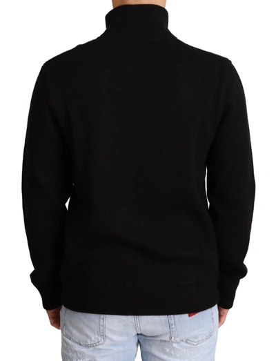 Shop Dolce & Gabbana Elegant High Neck Cashmere Blend Men's Sweater In Black