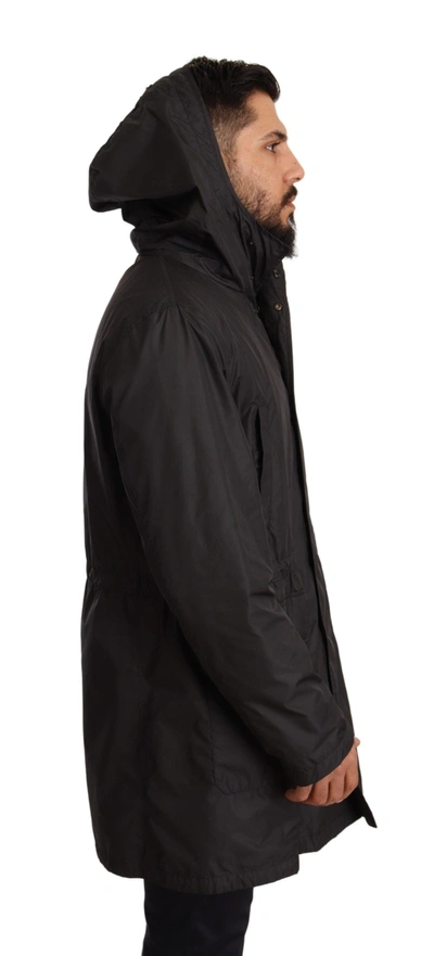 Shop Dolce & Gabbana Elegant Black Hooded Blouson Men's Jacket