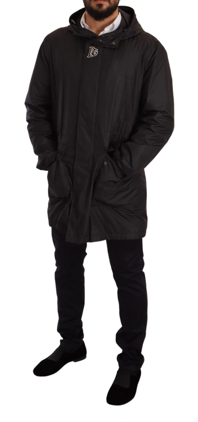 Shop Dolce & Gabbana Elegant Black Hooded Blouson Men's Jacket