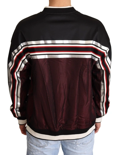Dolce & Gabbana Black Red Mesh Sport Pullover Crewneck Sweater In Black