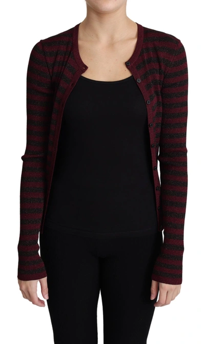 Dolce & Gabbana Black Red Striped Viscose Cardigan Sweater In Black