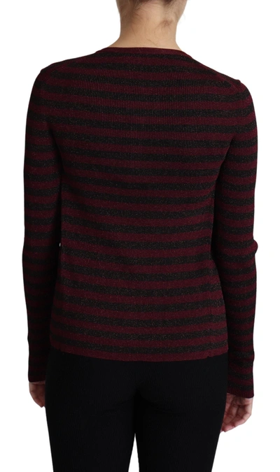 Dolce & Gabbana Black Red Striped Viscose Cardigan Sweater In Black