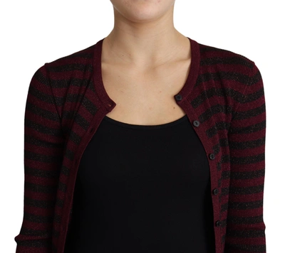 Dolce & Gabbana Black Red Striped Viscose Cardigan Sweater In Black