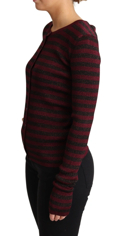 Dolce & Gabbana Black Red Striped Viscose Cardigan Sweater In Black