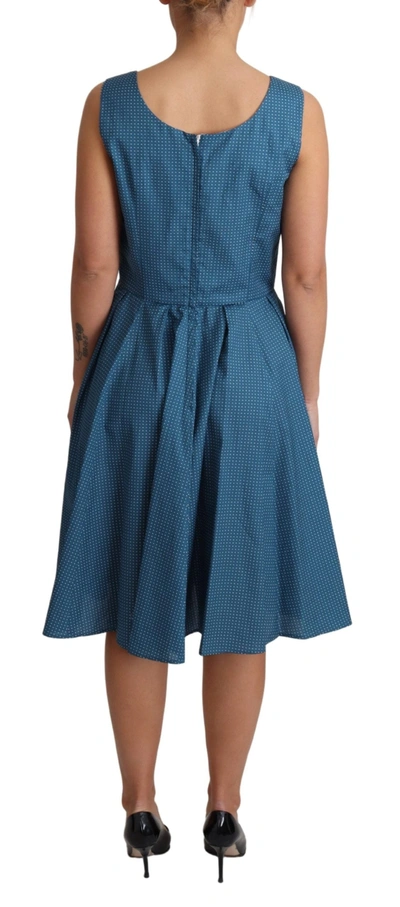 Shop Dolce & Gabbana Blue Polka Dotted Cotton A-line Women's Dress