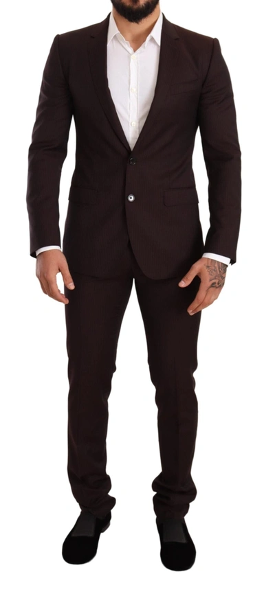 Shop Dolce & Gabbana Bordeaux Wool Martini Slim Fit Men's Suit