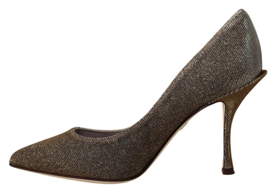 Shop Dolce & Gabbana Gold Silver Fabric Heels Pumps Women's Shoes