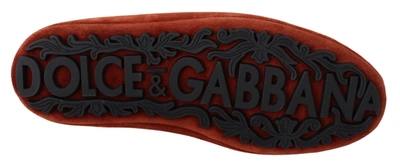 Shop Dolce & Gabbana Orange Leather Crystal Crown  Loafers Men's Shoes