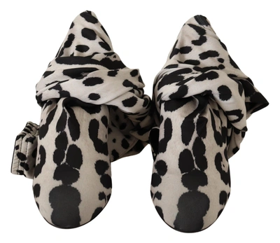 Shop Dolce & Gabbana White Black Leopard Stretch Long Women's Boots In Black/white