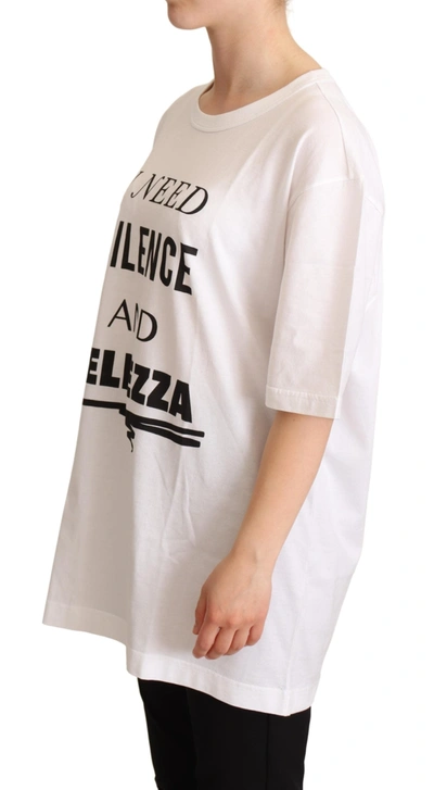 Shop Dolce & Gabbana White Cotton Bellezza Motive Top  Women's T-shirt