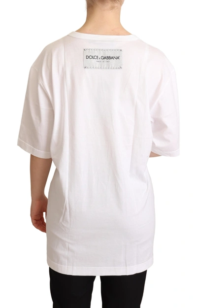 Shop Dolce & Gabbana White Cotton Bellezza Motive Top  Women's T-shirt