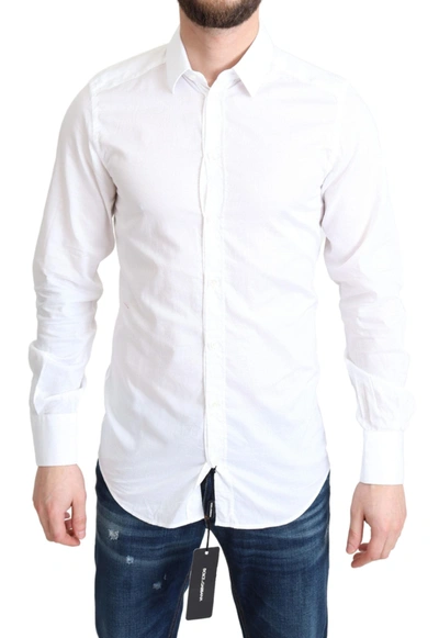 Shop Dolce & Gabbana White Cotton Long Sleeves Formal Men's Shirt