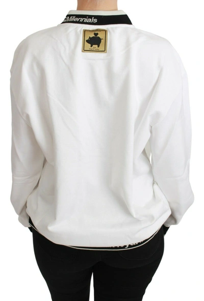 Shop Dolce & Gabbana Chic Crew-neck Pullover Sweater With Unique Women's Print In White