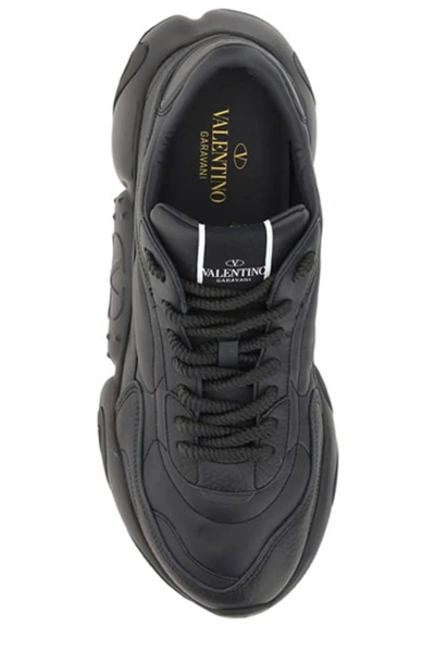 Shop Valentino Black Calf Leather Garavani Men's Sneakers