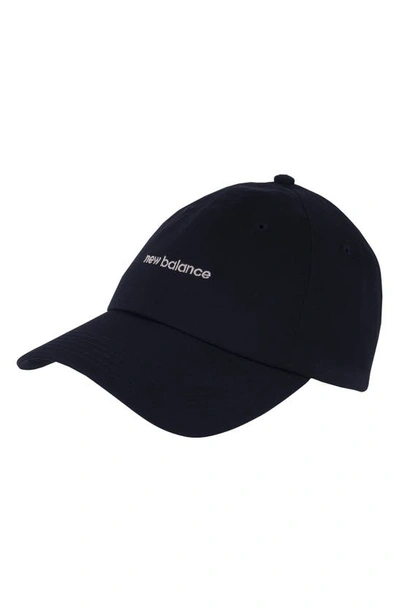 Shop New Balance 6-panel Linear Logo Hat In Black