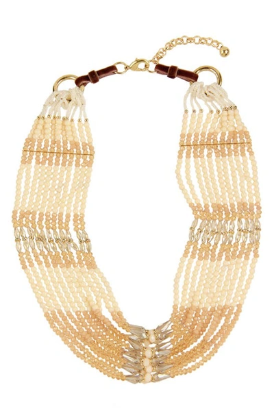Shop Saachi Layered Beaded Statement Necklace In Champagne