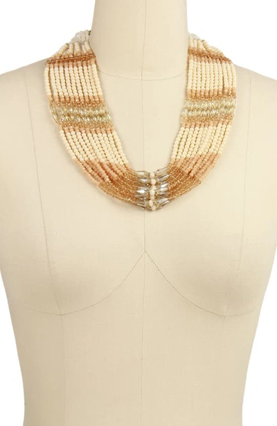 Shop Saachi Layered Beaded Statement Necklace In Champagne
