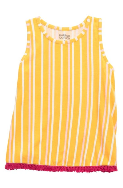 Harper Canyon Fringe Trim Swing Tank In Yellow Agate Friend Stripe