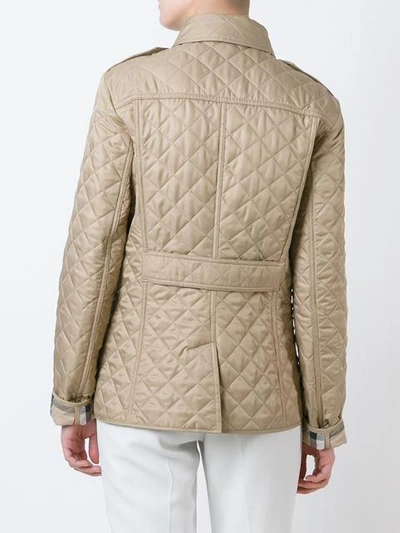 Shop Burberry Diamond Quilted Jacket - Neutrals