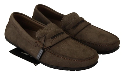 Shop Dolce & Gabbana Brown Leather Flat Slip On Mocassin Men's Shoes