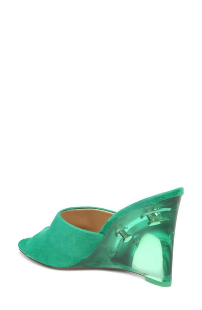 Shop Veronica Beard Dali Lucite Wedge Slide Sandal In Jade