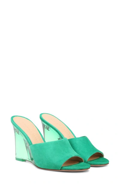 Shop Veronica Beard Dali Lucite Wedge Slide Sandal In Jade
