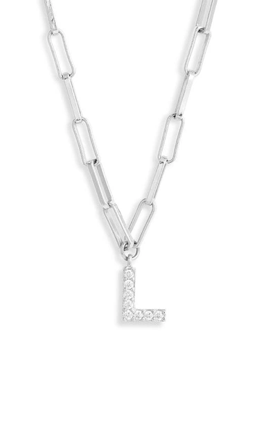 Shop Nadri Pavé Initial Pendant Necklace In Rhodium L