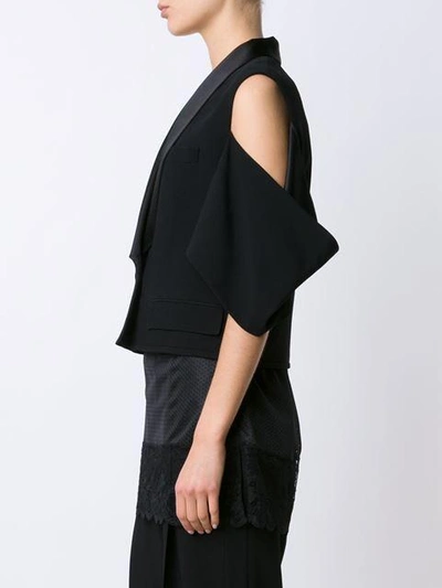 Givenchy Satin Lapel Cold Shoulder Jacket In Black