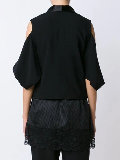 Givenchy Satin Lapel Cold Shoulder Jacket In Black