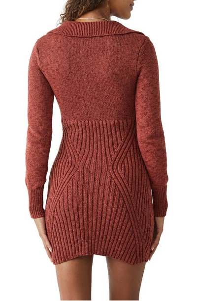 Shop Free People Mont Blanc Long Sleeve Mini Sweater Dress In Red Jasper