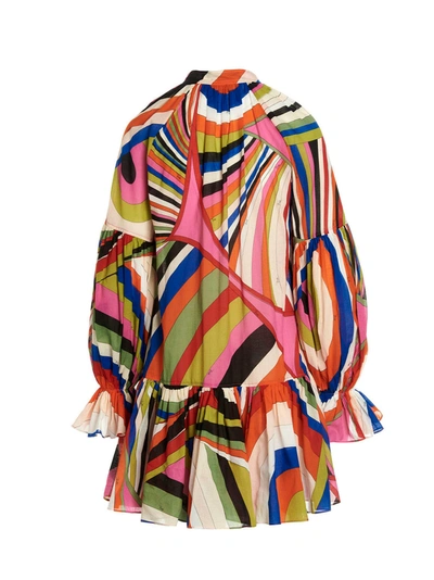 Shop Emilio Pucci Flounced Print Dress In Multicolor