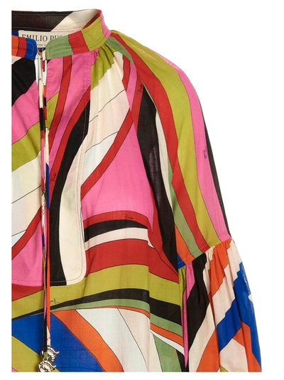 Shop Emilio Pucci Flounced Print Dress In Multicolor
