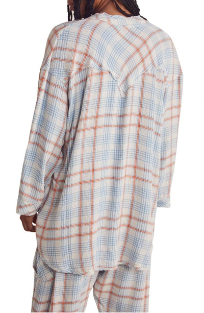 Shop Free People Plaid About You Flannel Sleep Shirt In Ivory Combo