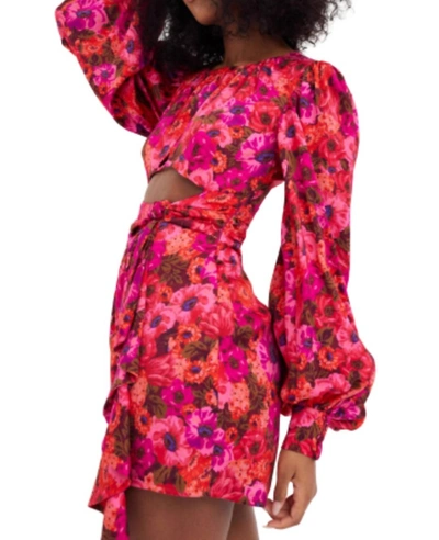 Shop For Love & Lemons Lauren Mini Dress In Berry Blooms Print In Multi